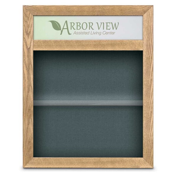Outdoor Enclosed Combo Board, 42"x32", Satin Frame/White Porc & Burgundy